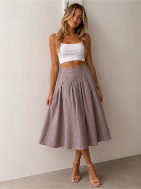 Blush Pleated Midi Skirt Size S